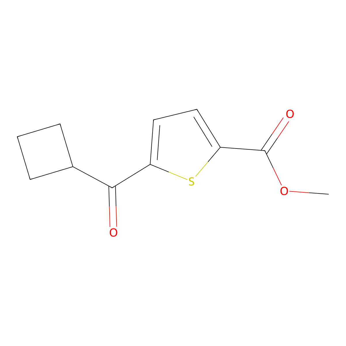 Methyl 5-(cyclobutylcarbonyl)-2-thiophenecarboxylate molecular structure, CAS 2116938-61-3