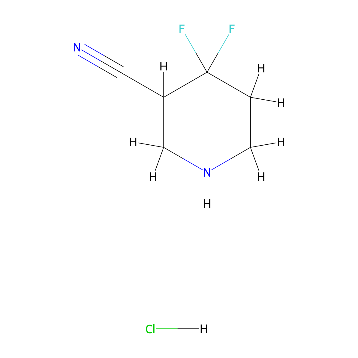 4,4-Difluoropiperidine-3-carbonitrile hydrochloride molecular structure, CAS 2116938-91-9