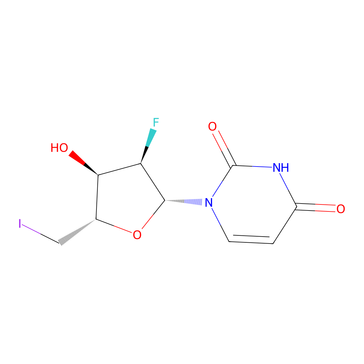 2',5'-Dideoxy-2'-fluoro-5'-iodouridine molecular structure, CAS 211694-25-6