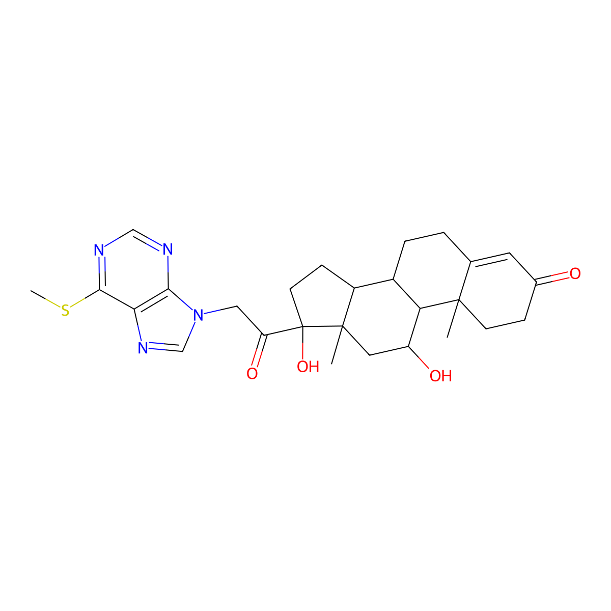11,17-Dihydroxy-21-[6-(methylsulfanyl)-9h-purin-9-yl]pregn-4-ene-3,20-dione molecular structure, CAS 21170-29-6
