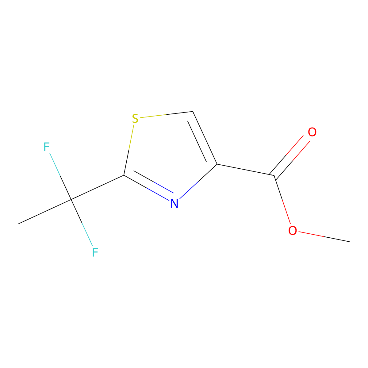 Methyl 2-(1,1-difluoroethyl)-1,3-thiazole-4-carboxylate molecular structure, CAS 2117142-48-8