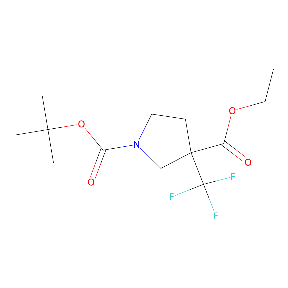 Ethyl 1-Boc-3-(trifluoromethyl)pyrrolidine-3-carboxylate molecular structure, CAS 2117243-64-6