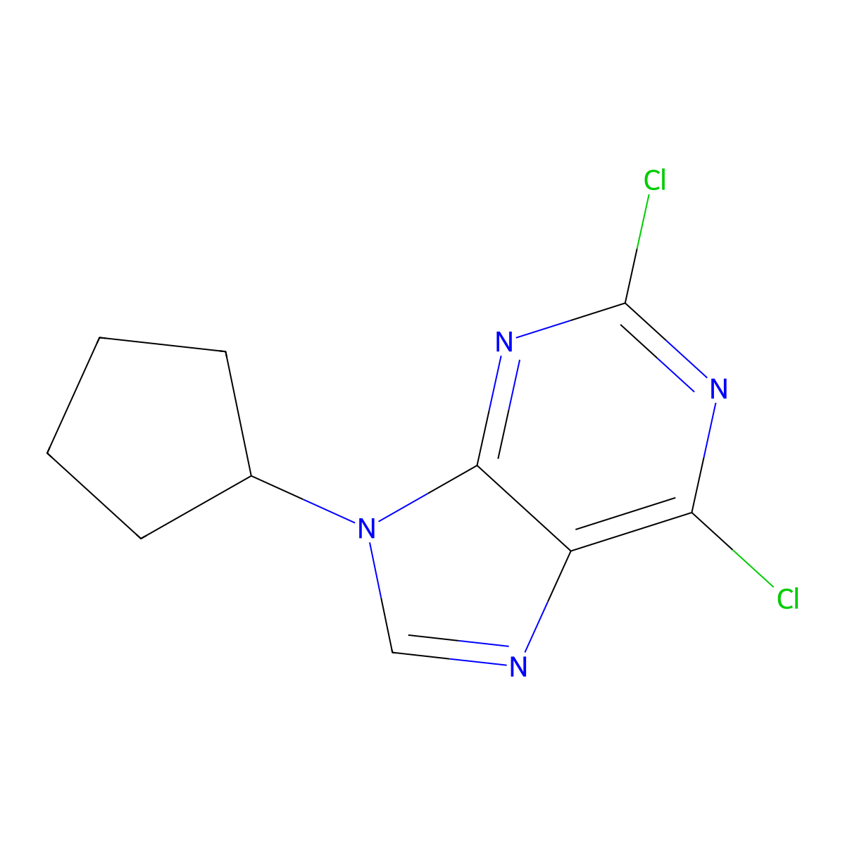 2,6-dichloro-9-cyclopentyl-9H-purine molecular structure, CAS 211733-67-4