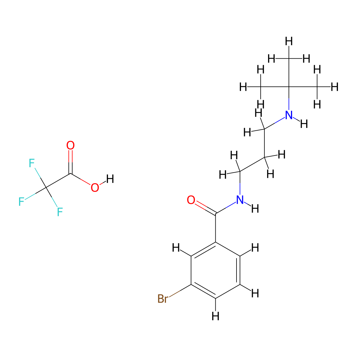 3-bromo-N-[3-(tert-butylamino)propyl]benzamide, trifluoroacetic acid molecular structure, CAS 2117349-64-9