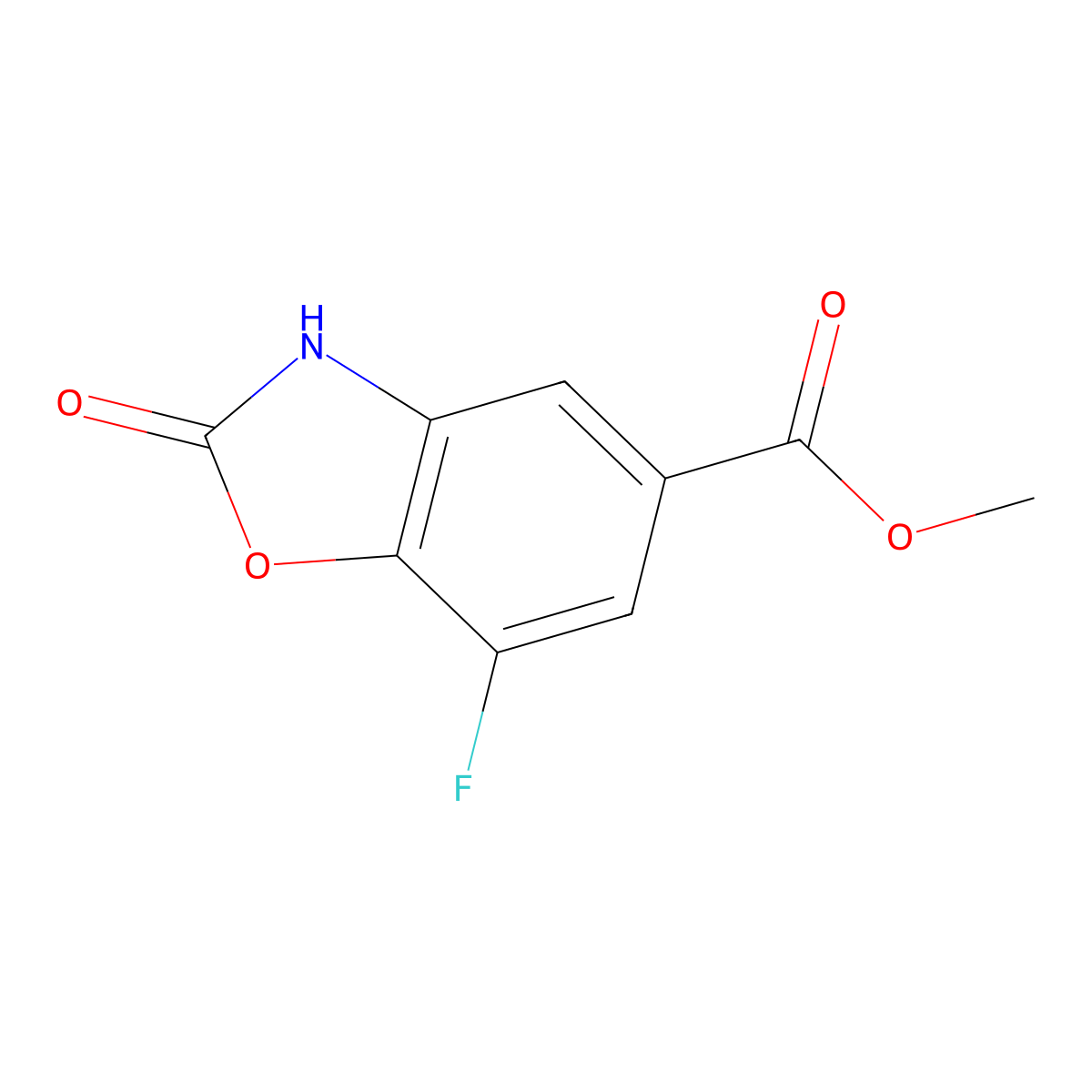 Methyl 7-fluoro-2-oxo-3H-1,3-benzoxazole-5-carboxylate molecular structure, CAS 2117390-48-2