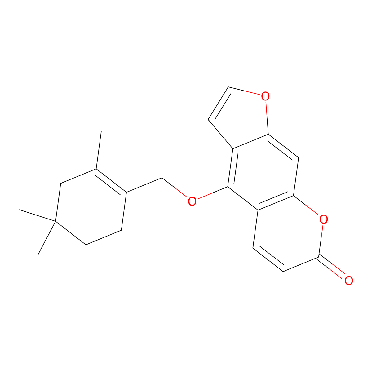 4-((2,4,4-Trimethyl-1-cyclohexen-1-yl)methoxy)-7H-furo(3,2-g)(1)benzopyran-7-one molecular structure, CAS 21174-75-4