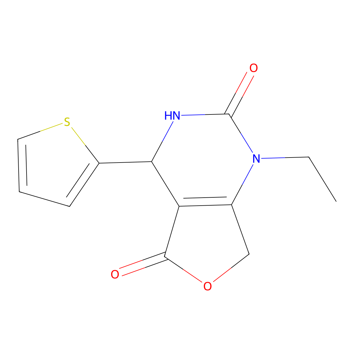 1-ethyl-4-(2-thienyl)-4,7-dihydrofuro[3,4-d]pyrimidine-2,5(1H,3H)-dione molecular structure, CAS 2117452-78-3