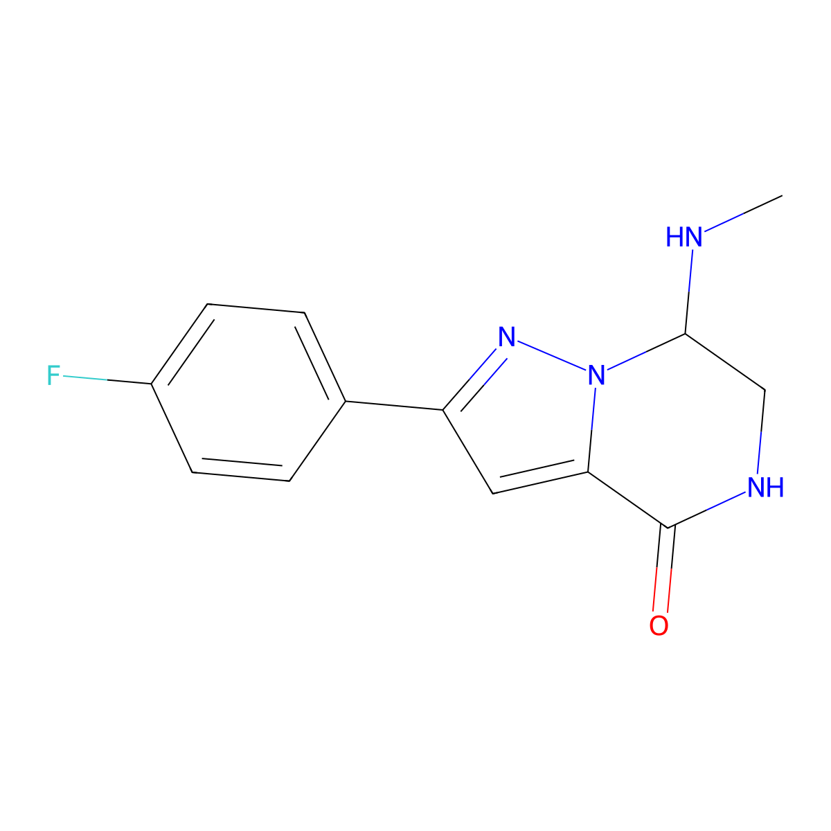 2-(4-fluorophenyl)-7-(methylamino)-6,7-dihydropyrazolo[1,5-a]pyrazin-4(5H)-one molecular structure, CAS 2117453-07-1