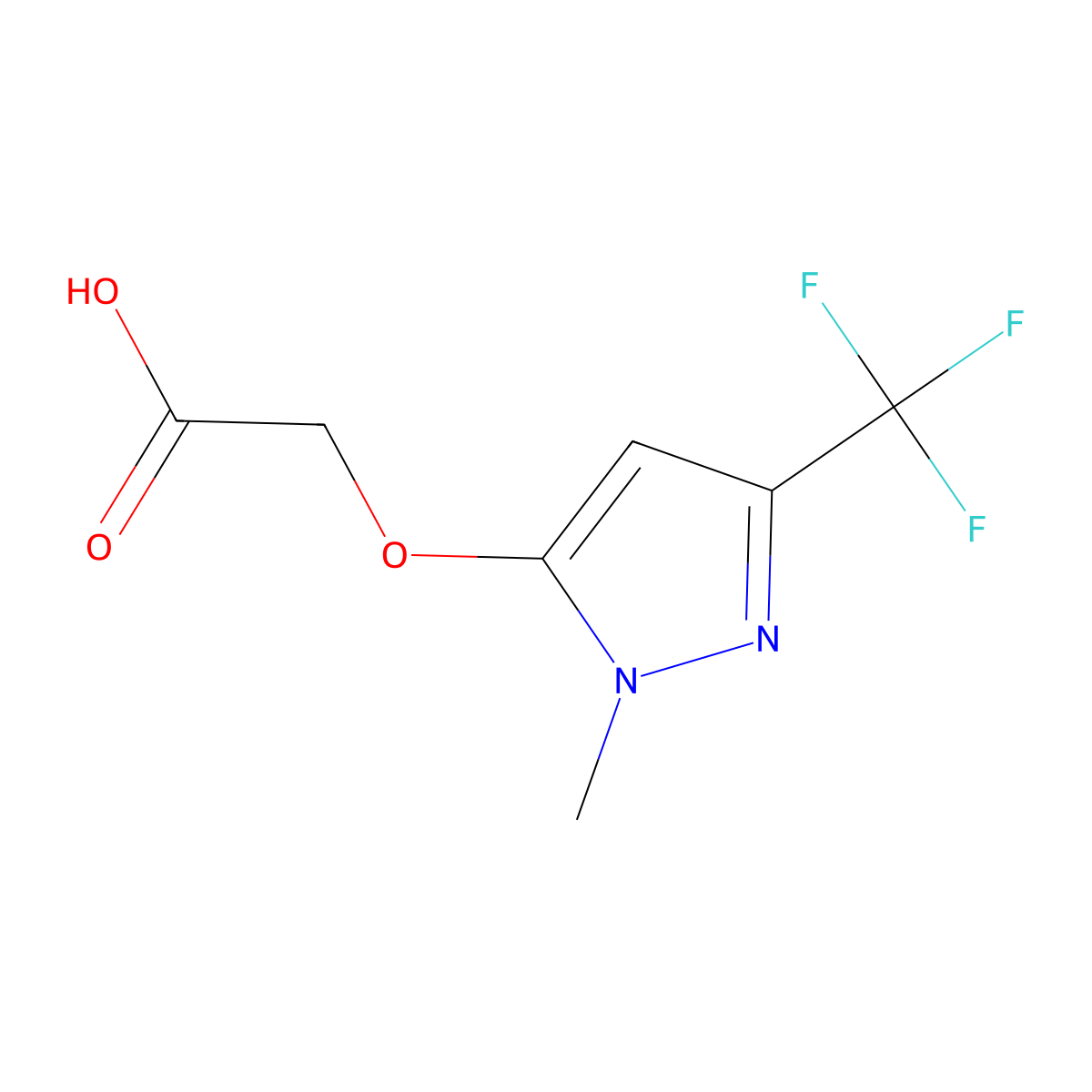 2-{[1-methyl-3-(trifluoromethyl)-1H-pyrazol-5-yl]oxy}acetic acid molecular structure, CAS 2117453-41-3