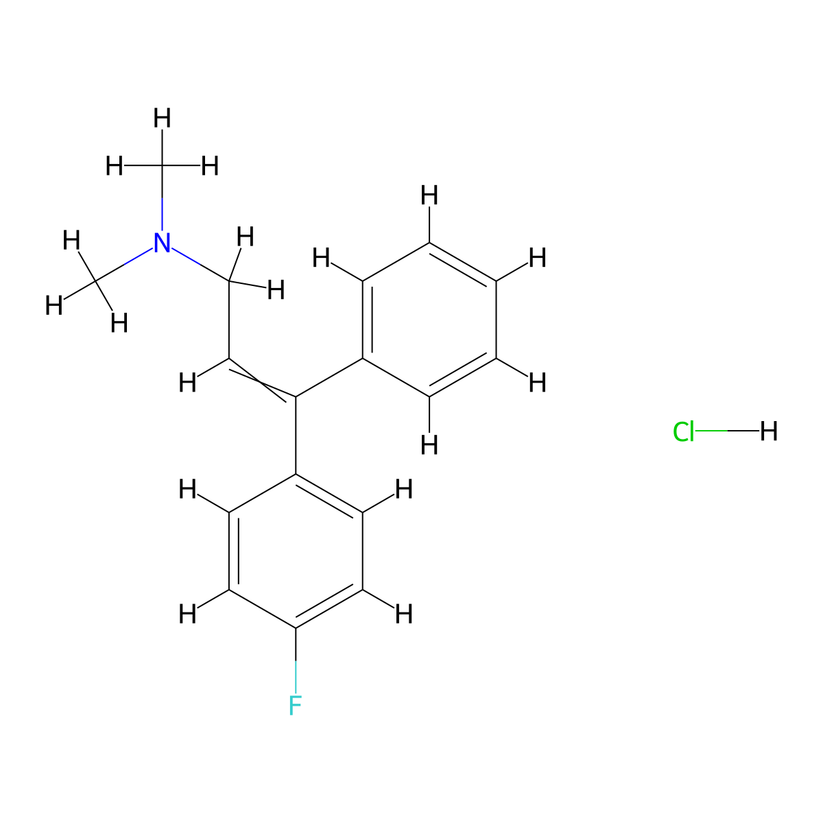 2-Propen-1-amine, N,N-dimethyl-3-(p-fluorophenyl)-3-phenyl-, hydrochloride molecular structure, CAS 21175-67-7