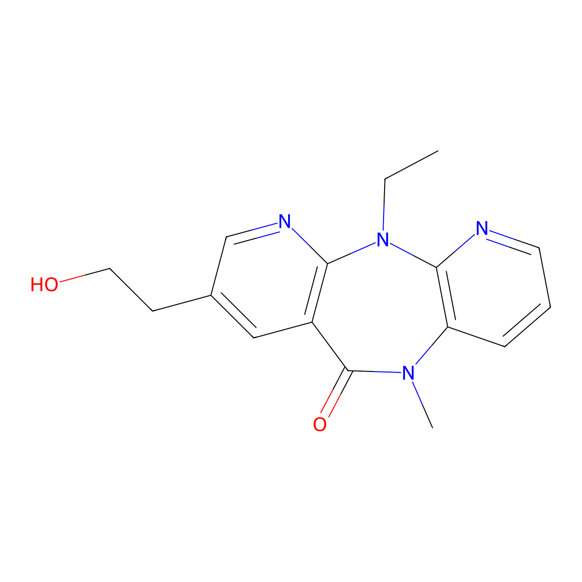 11-Ethyl-8-(2-hydroxyethyl)-5-methyl-5,11-dihydro-6h-dipyrido[3,2-b:2',3'-e][1,4]diazepin-6-one molecular structure, CAS 211750-50-4