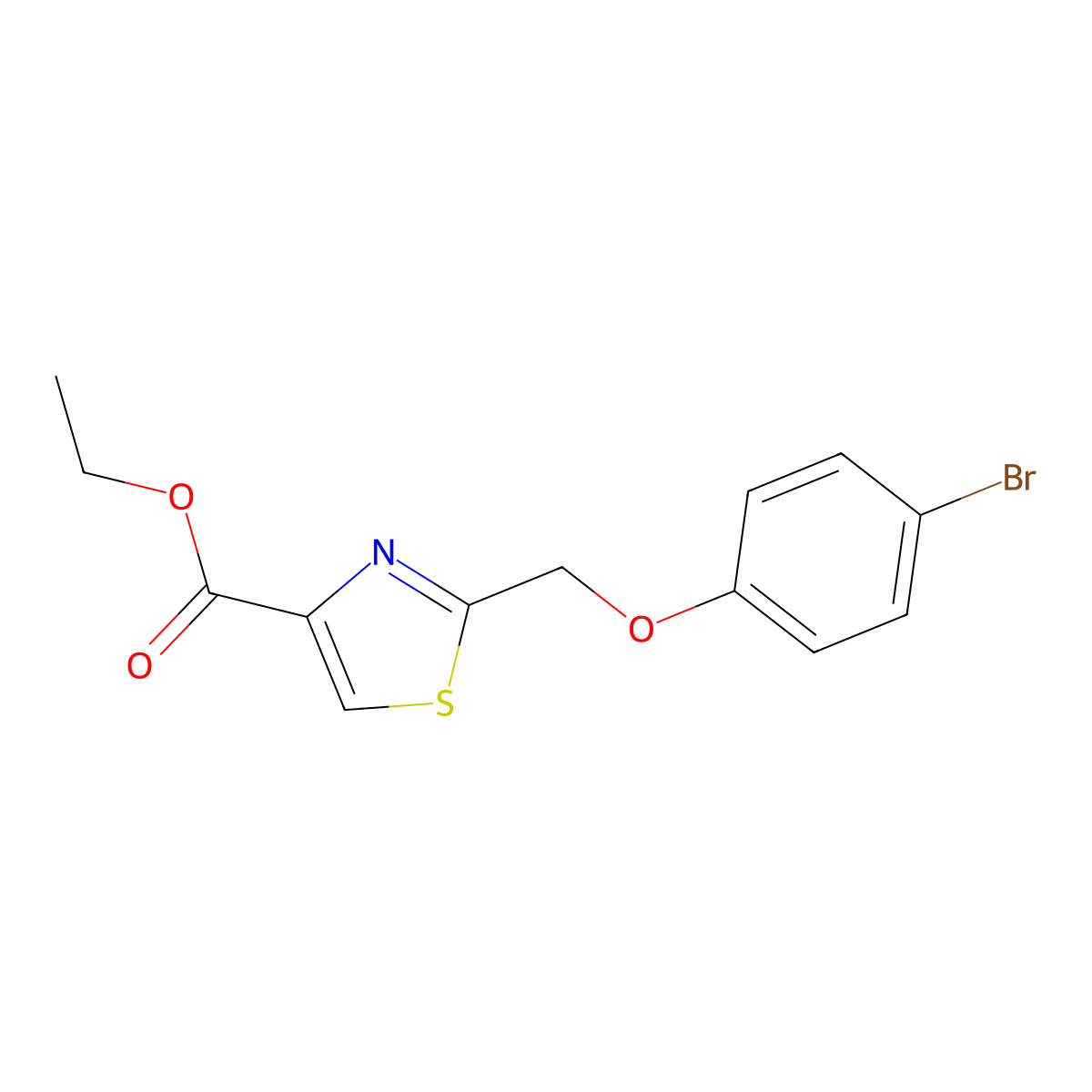 Ethyl 2-((4-bromophenoxy)methyl)thiazole-4-carboxylate molecular structure, CAS 2117522-72-0