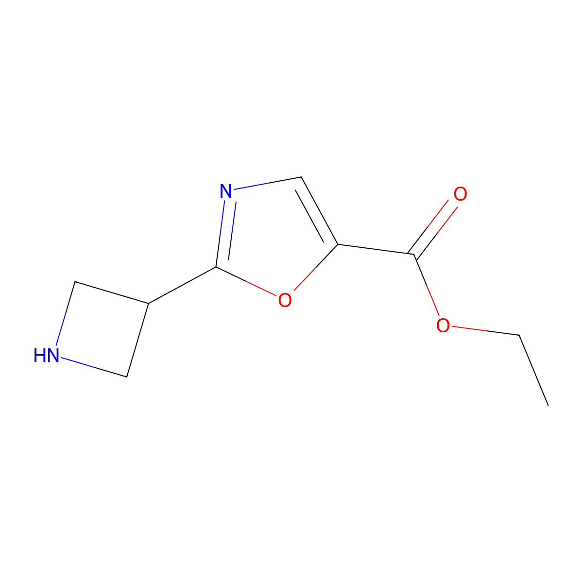 Ethyl 2-(azetidin-3-yl)-1,3-oxazole-5-carboxylate molecular structure, CAS 2117599-11-6