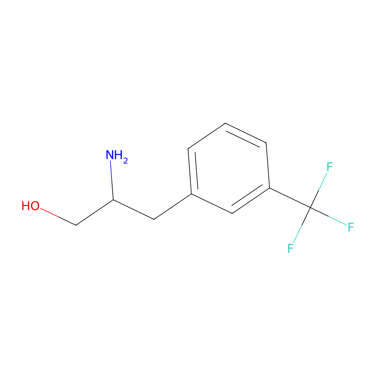 b-Amino-3-(trifluoromethyl)benzenepropanol molecular structure, CAS 21176-61-4