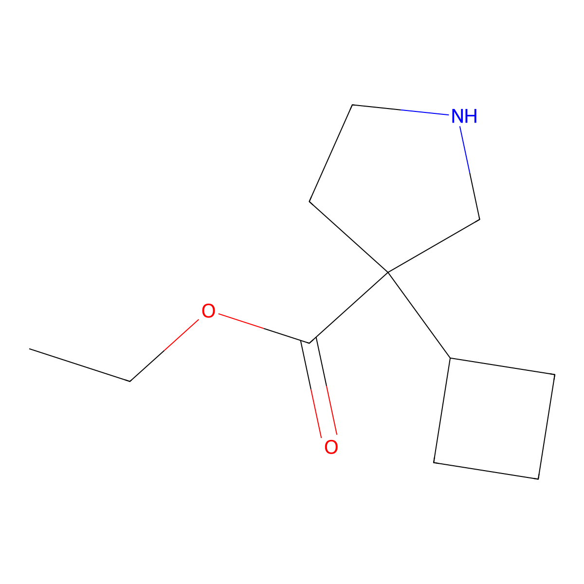 Ethyl 3-cyclobutylpyrrolidine-3-carboxylate molecular structure, CAS 2117600-86-7