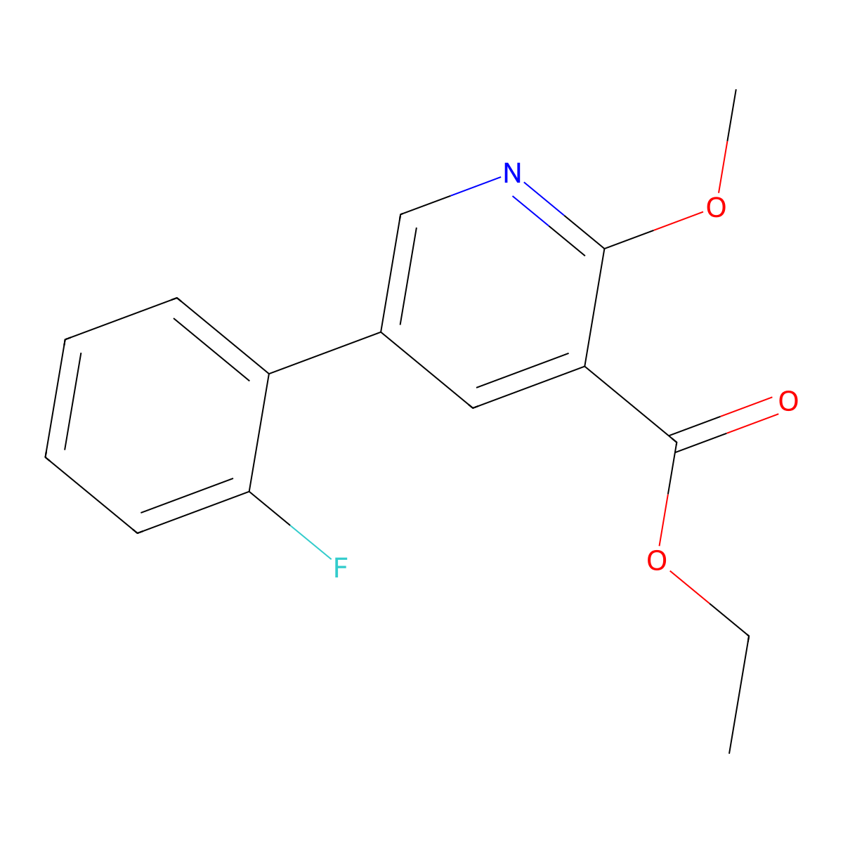 Ethyl 5-(2-fluorophenyl)-2-methoxy-3-pyridinecarboxylate molecular structure, CAS 2117626-55-6