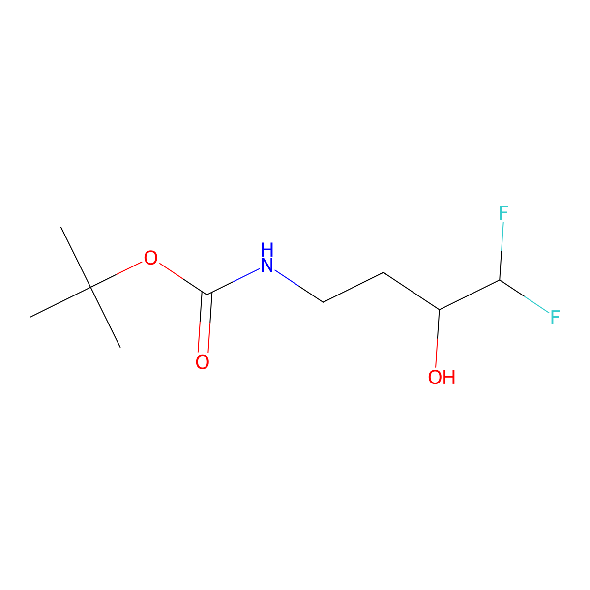 tert-butyl N-(4,4-difluoro-3-hydroxybutyl)carbamate molecular structure, CAS 2117703-09-8