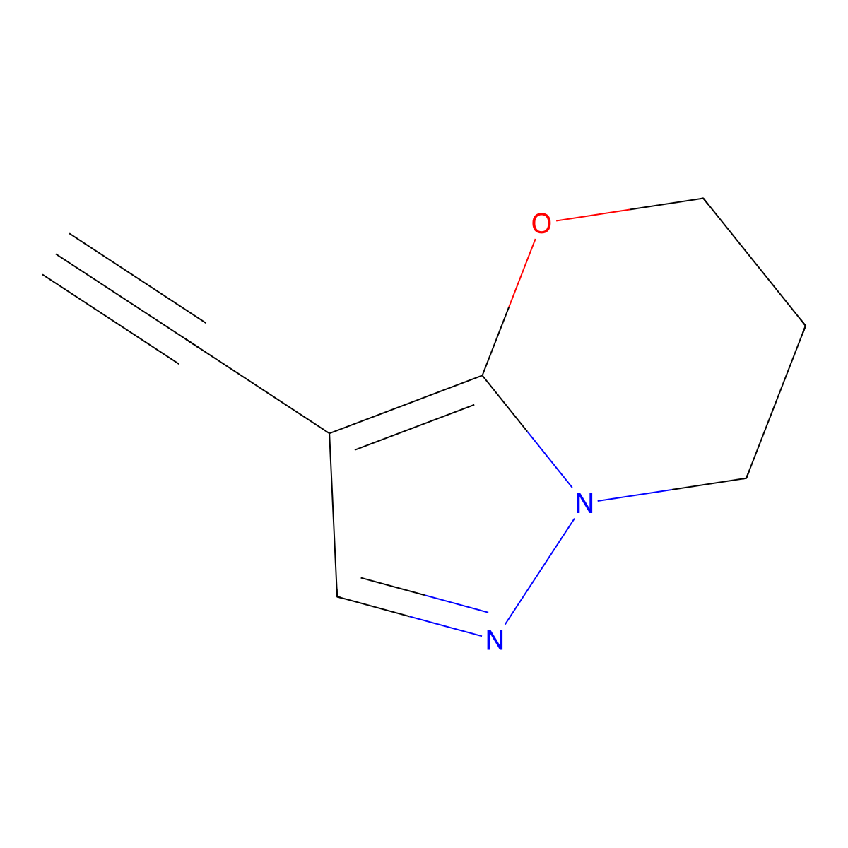 3-ethynyl-5H,6H,7H-pyrazolo(3,2-b)(1,3)oxazine molecular structure, CAS 2117707-87-4