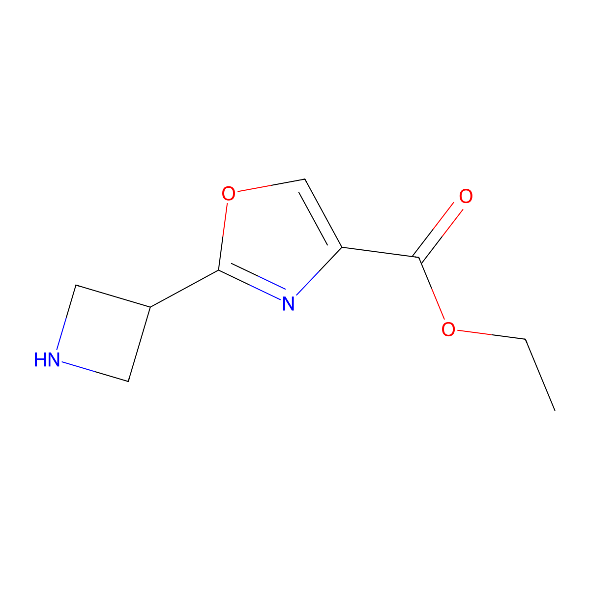 Ethyl 2-(azetidin-3-yl)-1,3-oxazole-4-carboxylate molecular structure, CAS 2117925-43-4