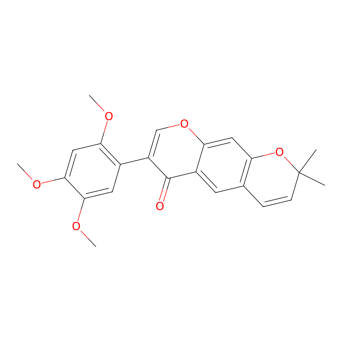 2',4',5'-Trimethoxy-2'',2''-dimethylpyrano[5'',6'':6,7]isoflavone molecular structure, CAS 211799-56-3
