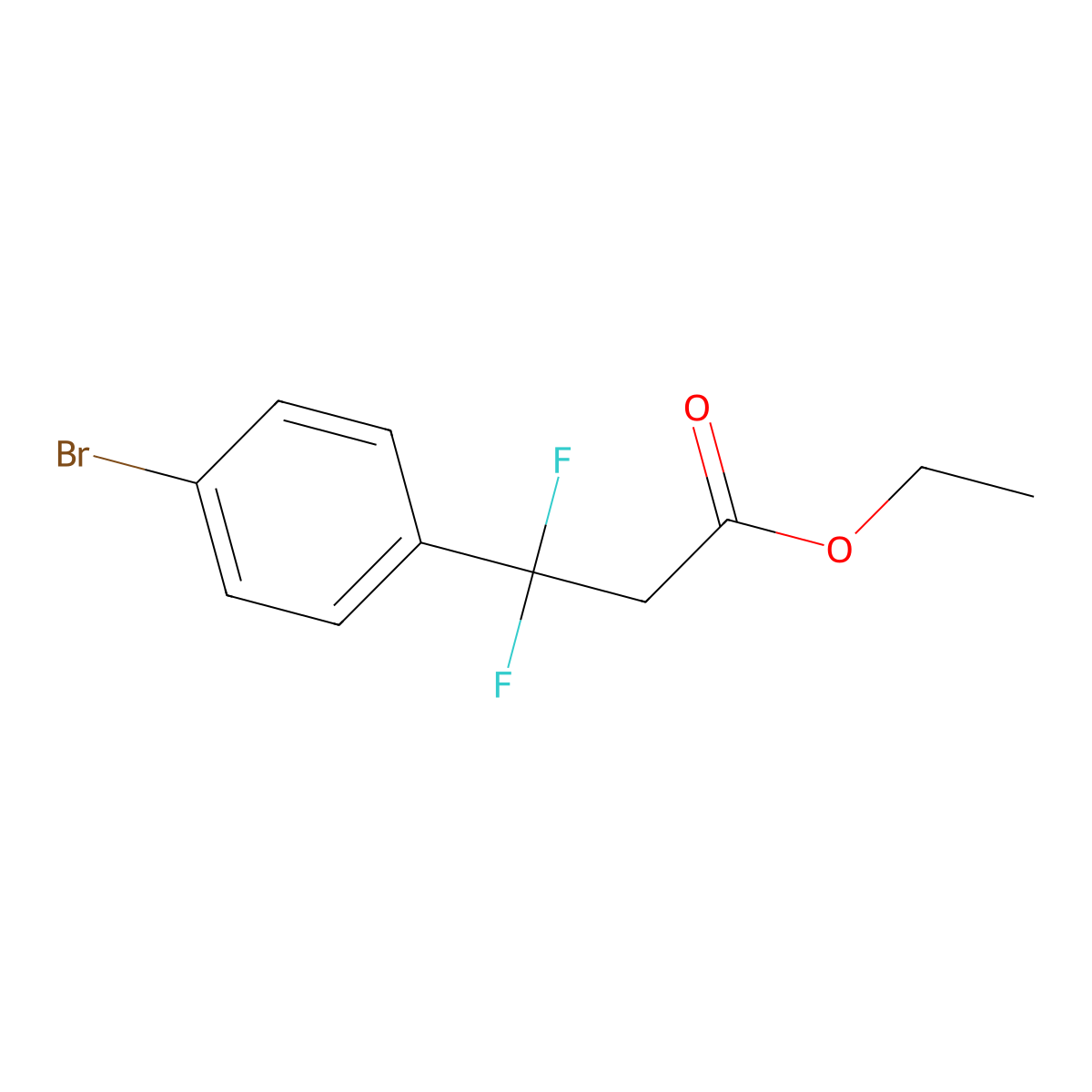 Ethyl 3-(4-bromophenyl)-3,3-difluoropropanoate molecular structure, CAS 2118050-77-2