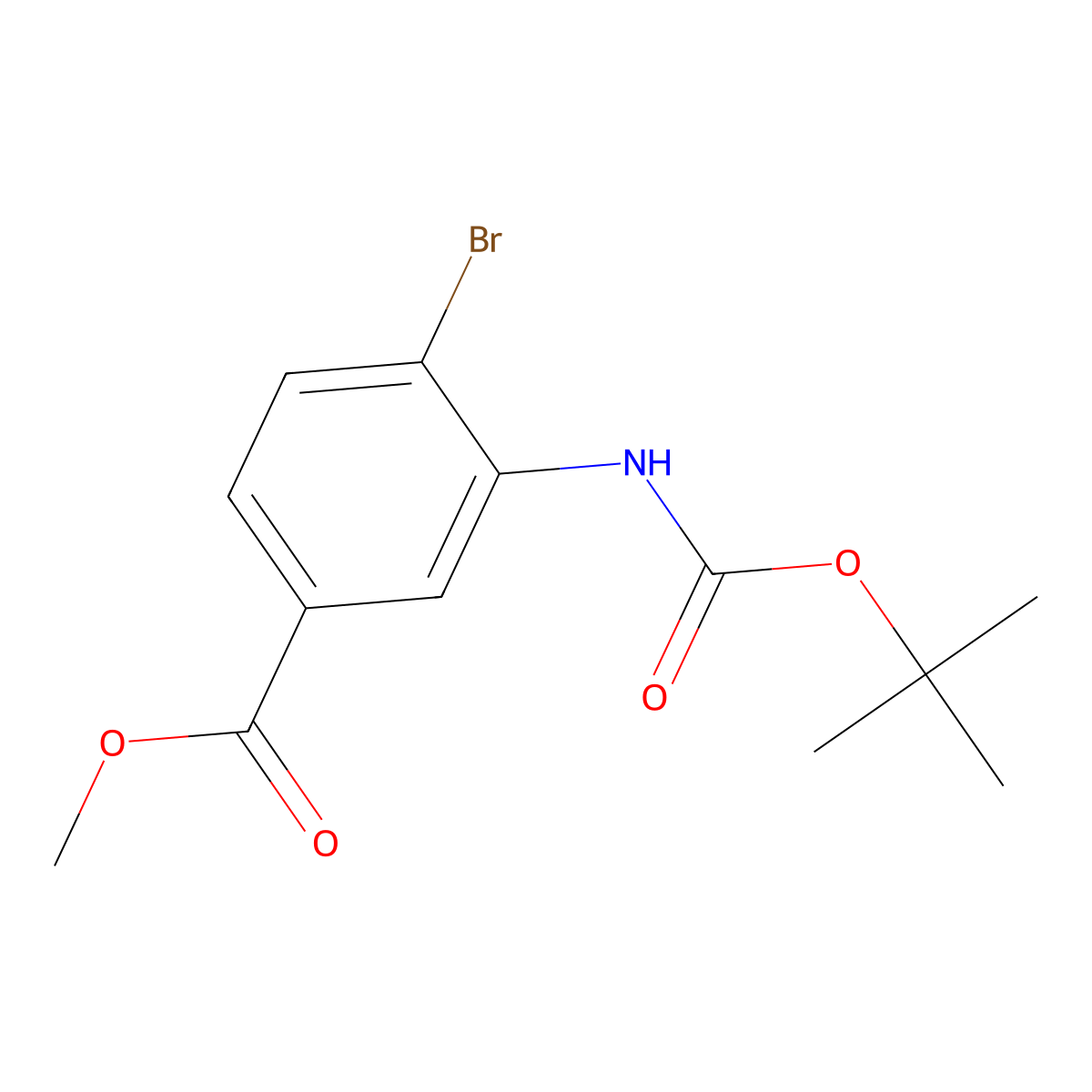 Methyl 4-bromo-3-{[(tert-butoxy)carbonyl]amino}benzoate molecular structure, CAS 2118076-61-0
