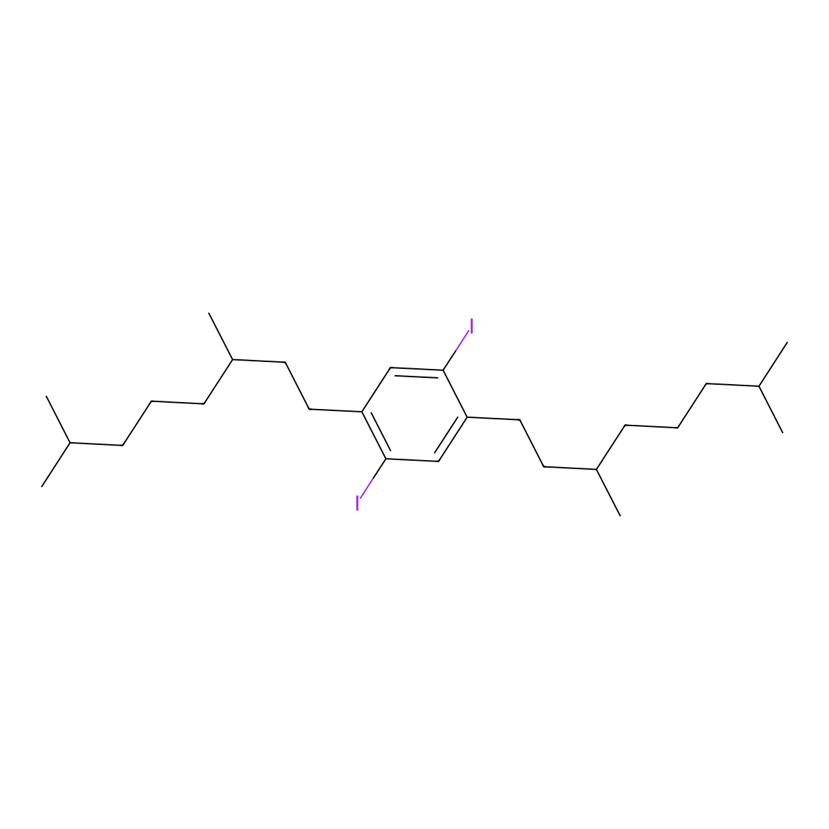 1,4-Bis(3,7-dimethyloctyl)-2,5-diiodobenzene molecular structure, CAS 211809-84-6