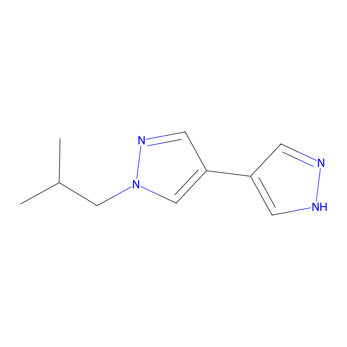 1-(2-methylpropyl)-4-(1H-pyrazol-4-yl)-1H-pyrazole molecular structure, CAS 2118129-07-8