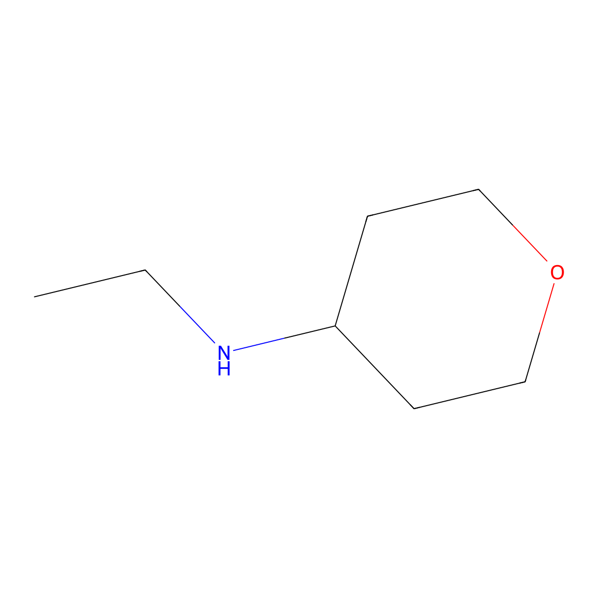 N-ethyltetrahydro-2H-pyran-4-amine molecular structure, CAS 211814-15-2