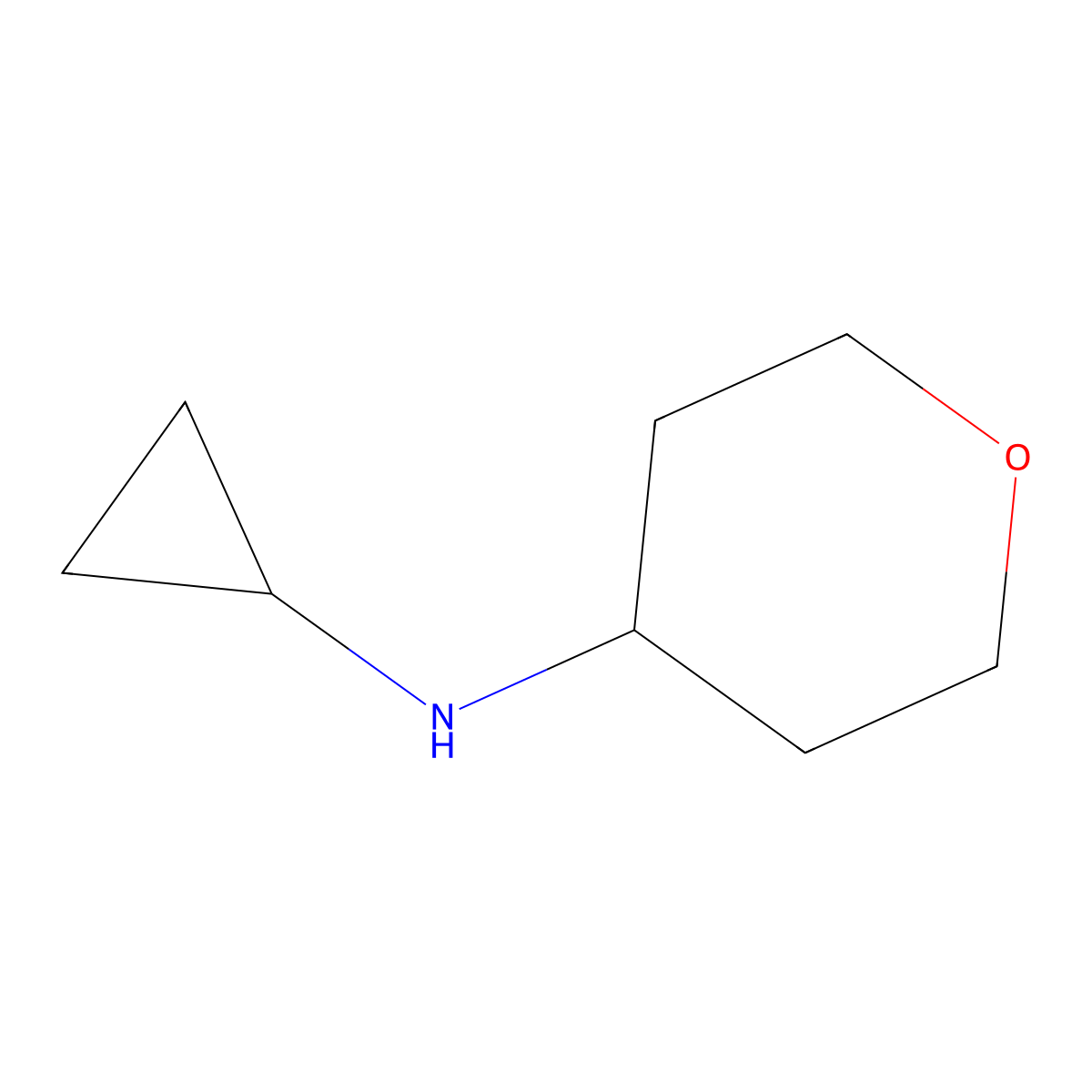 N-Cyclopropyltetrahydro-2H-pyran-4-amine molecular structure, CAS 211814-16-3