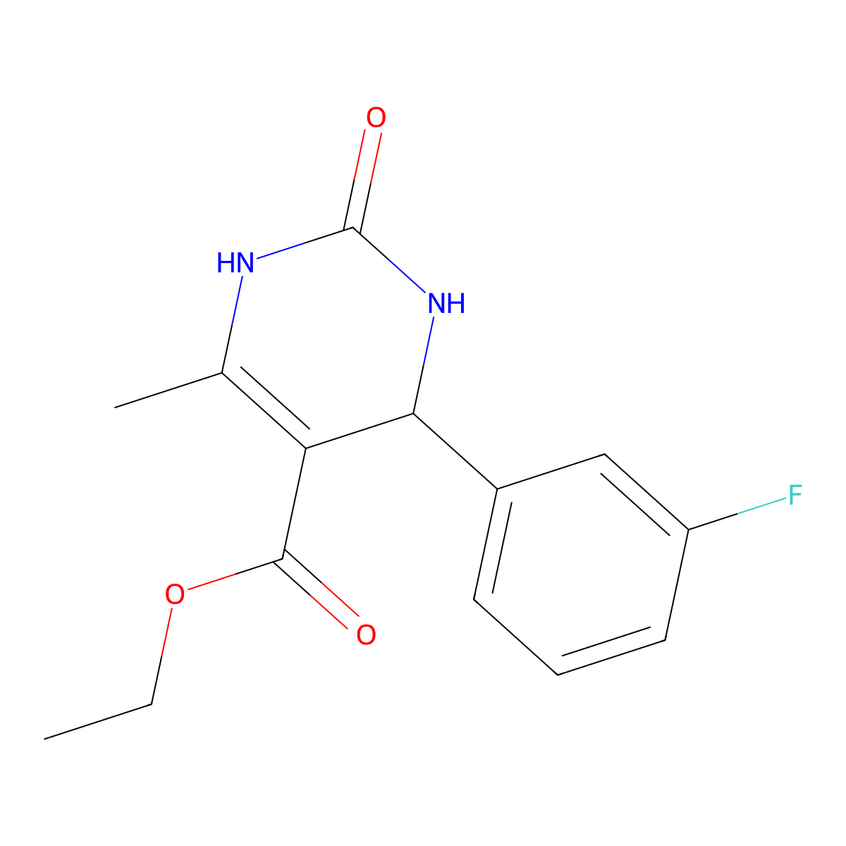 Ethyl 4-(3-fluorophenyl)-6-methyl-2-oxo-1,2,3,4-tetrahydropyrimidine-5-carboxylate molecular structure, CAS 211816-68-1