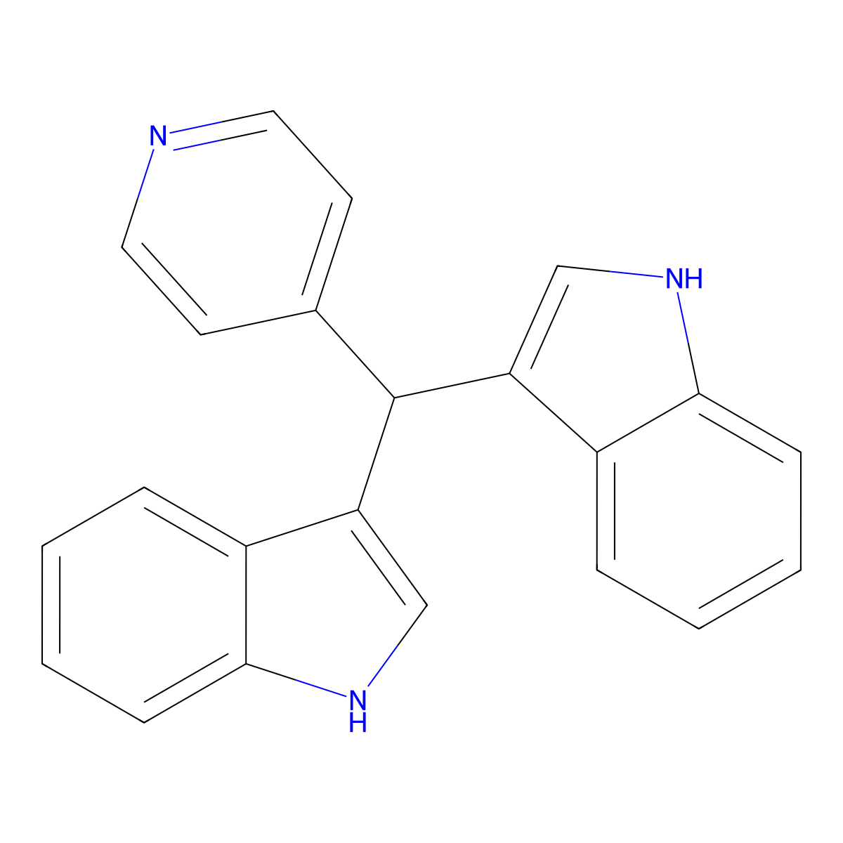 3,3'-(4-Pyridinylmethylene)bis(1H-indole) molecular structure, CAS 21182-09-2