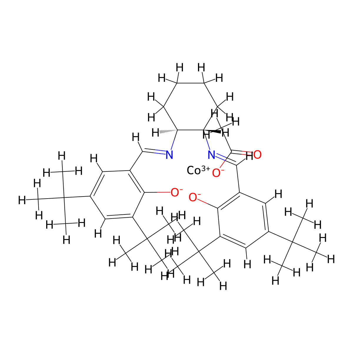 (SP-5-13)-(Acetato-κO)[[2,2'-[(1S,2S)-1,2-cyclohexanediylbis[(nitrilo-κN)methylidyne]]bis[4,6-bis(1,1-dimethylethyl)phenolato-κO]](2-)]cobalt molecular structure, CAS 211821-53-3