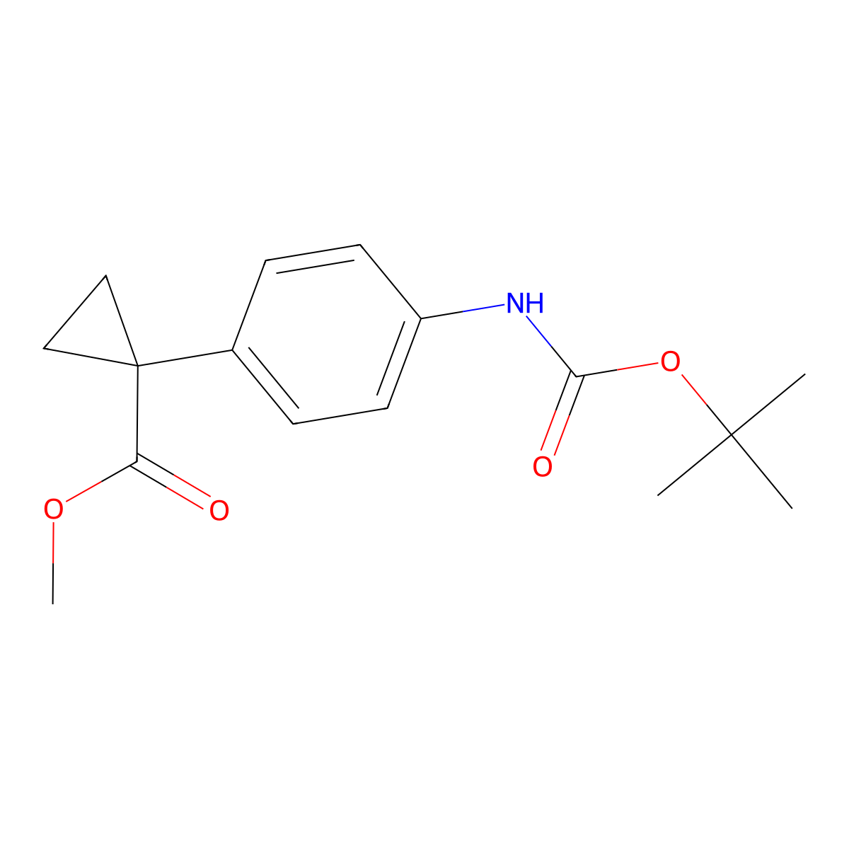 Methyl 1-(4-{[(tert-butoxy)carbonyl]amino}phenyl)cyclopropane-1-carboxylate molecular structure, CAS 2118413-80-0