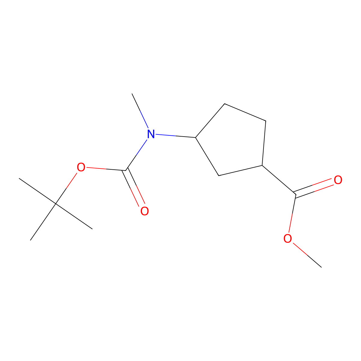 Methyl 3-[methyl-[(2-methylpropan-2-yl)oxycarbonyl]amino]cyclopentane-1-carboxylate molecular structure, CAS 2118562-66-4