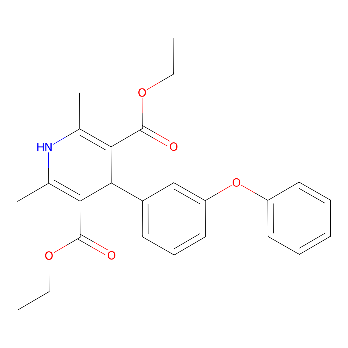 Diethyl 2,6-dimethyl-4-(3-phenoxyphenyl)-1,4-dihydropyridine-3,5-dicarboxylate molecular structure, CAS 211876-64-1