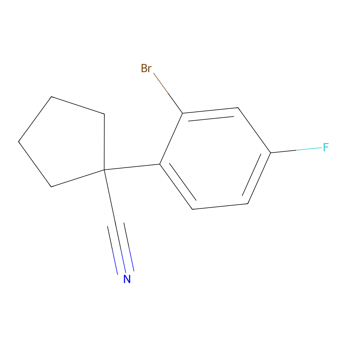 1-(2-Bromo-4-fluorophenyl)cyclopentanecarbonitrile molecular structure, CAS 2118802-02-9