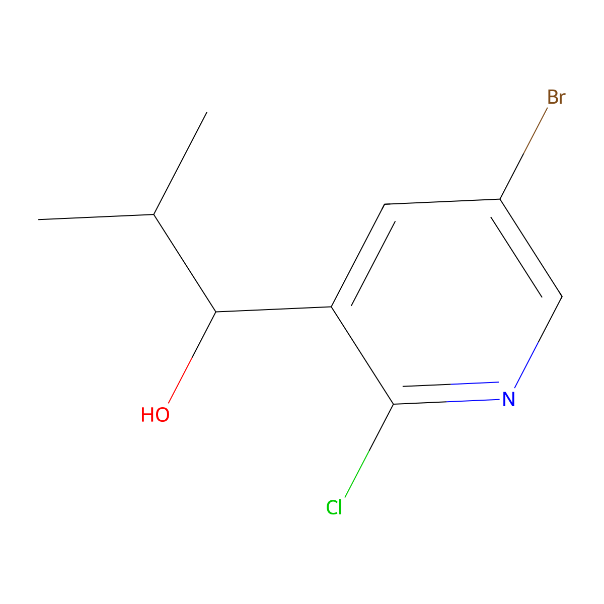 1-(5-Bromo-2-chloropyridin-3-yl)-2-methylpropan-1-ol molecular structure, CAS 2118929-66-9
