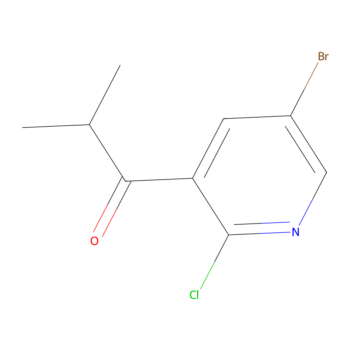 1-(5-Bromo-2-chloropyridin-3-yl)-2-methylpropan-1-one molecular structure, CAS 2118929-67-0