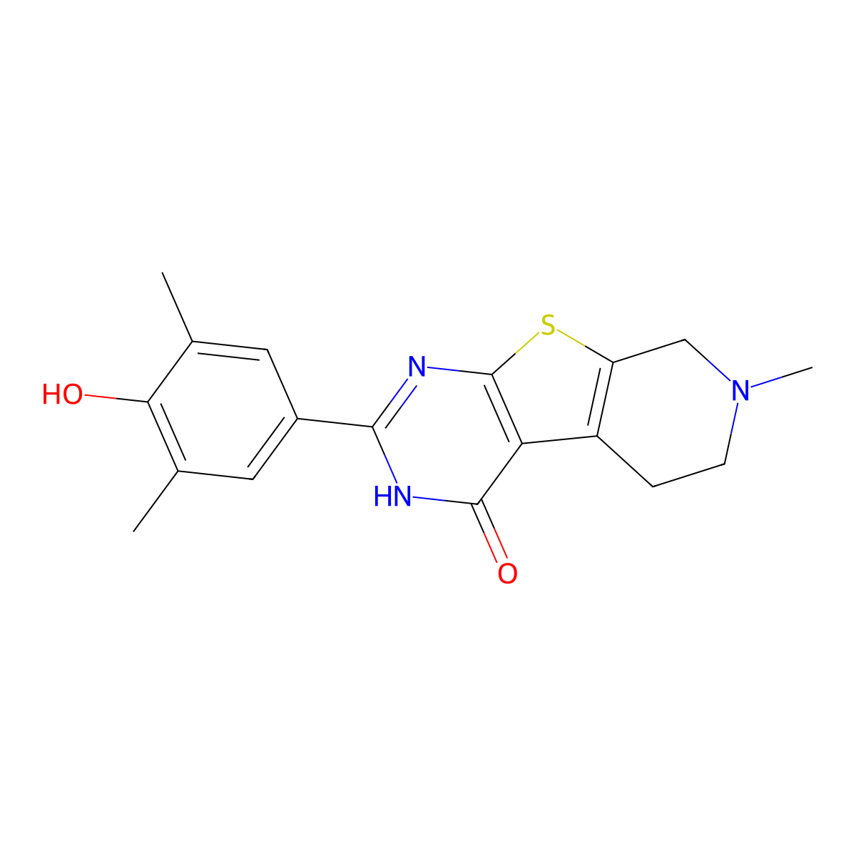 2-(4-Hydroxy-3,5-Dimethylphenyl)-7-Methyl-5,6,7,8-Tetrahydropyrido[4',3':4,5]thieno[2,3-D]pyrimidin-4(3h)-One molecular structure, CAS 2118944-88-8
