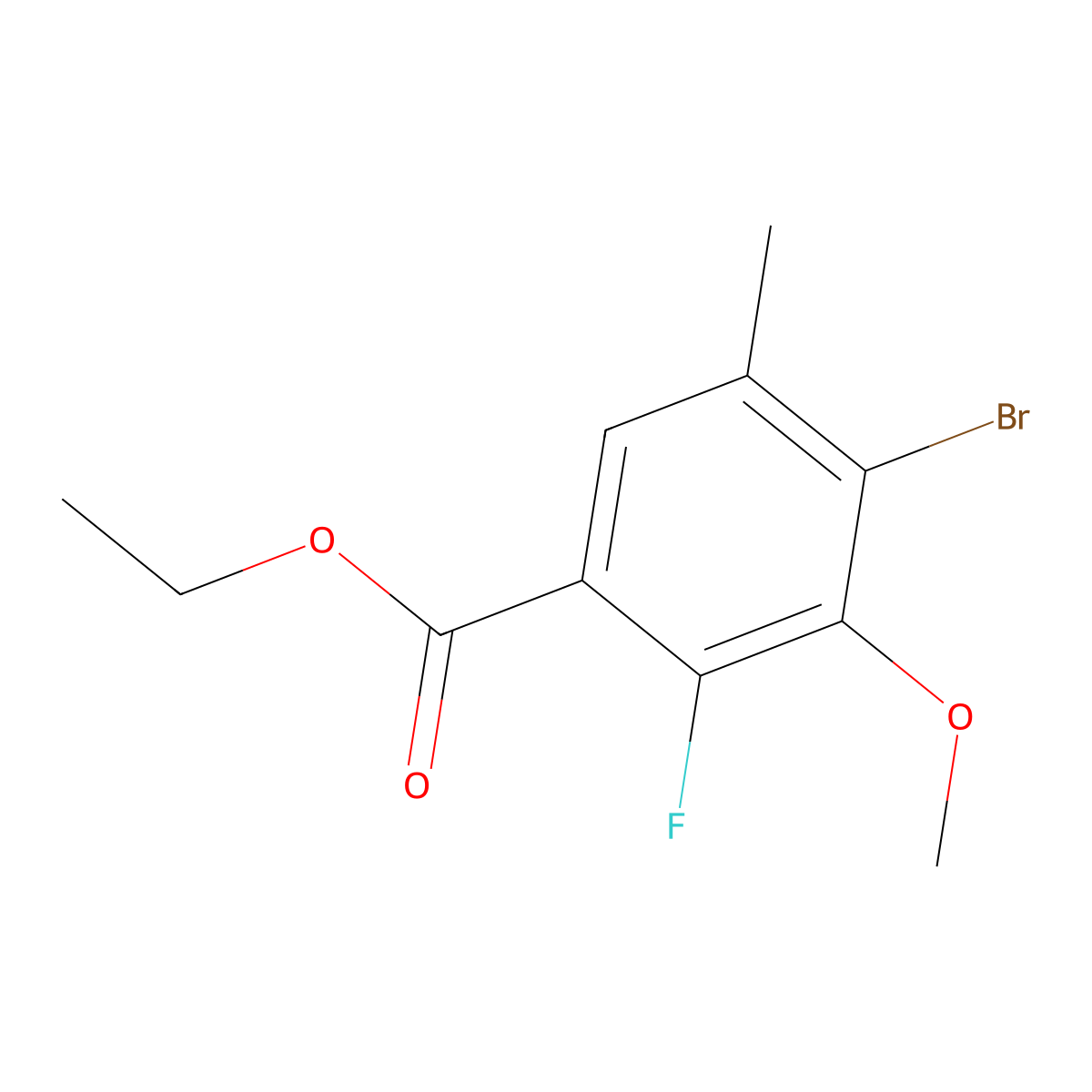 Ethyl 4-bromo-2-fluoro-3-methoxy-5-methylbenzoate molecular structure, CAS 2118961-60-5