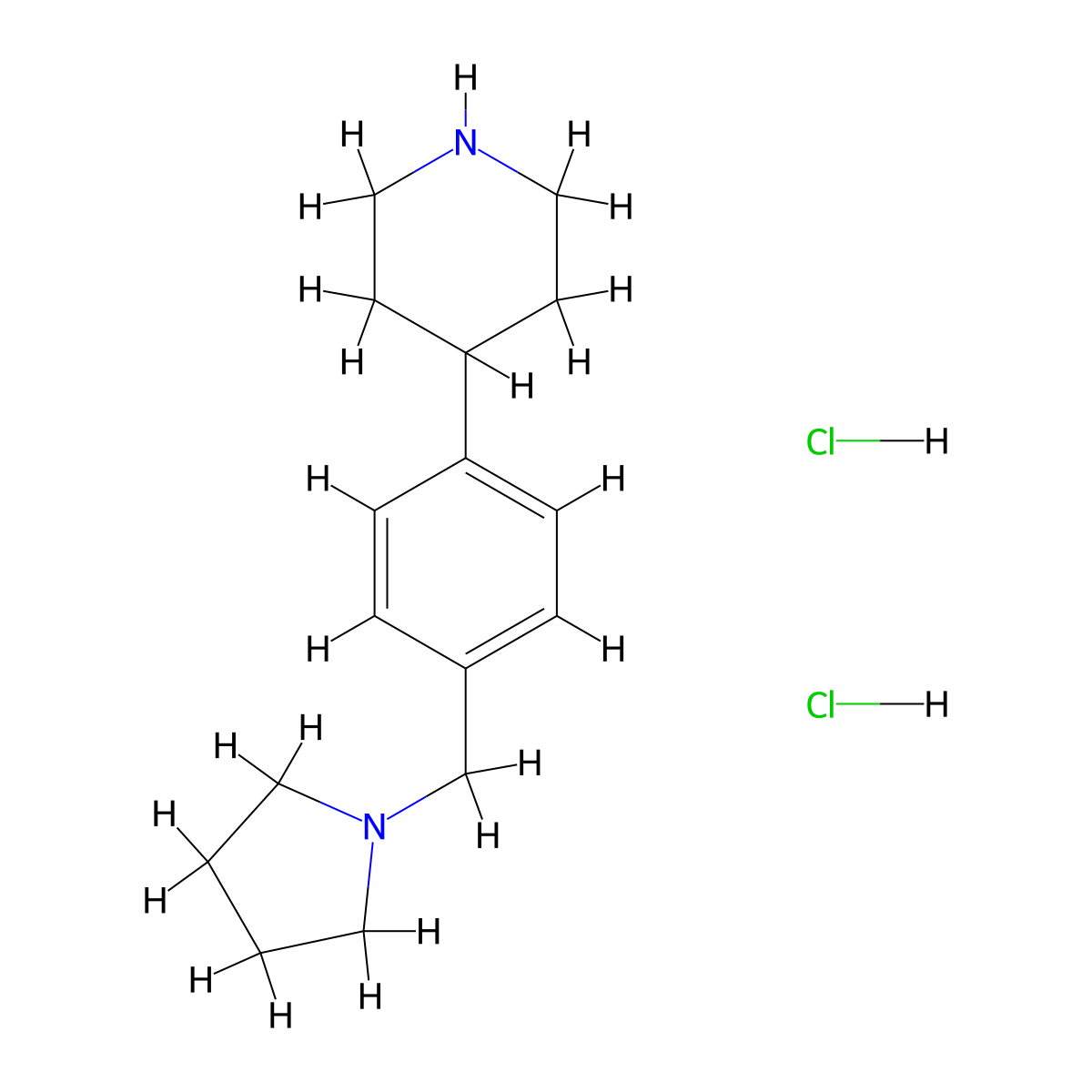 4-(4-(Pyrrolidin-1-ylmethyl)phenyl)piperidine dihydrochloride molecular structure, CAS 2119115-38-5