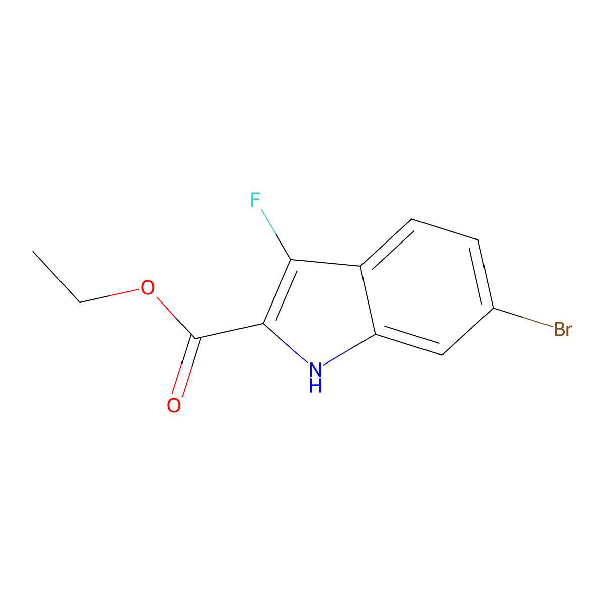 Ethyl 6-bromo-3-fluoro-1H-indole-2-carboxylate molecular structure, CAS 2119148-74-0