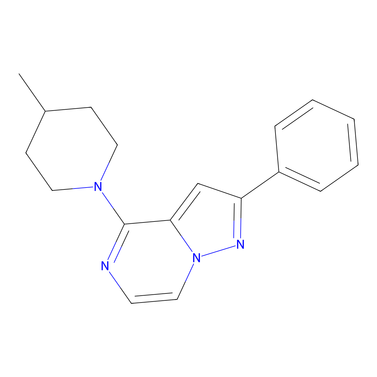 4-Methyl-1-{2-phenylpyrazolo[1,5-A]pyrazin-4-YL}piperidine molecular structure, CAS 2119223-76-4
