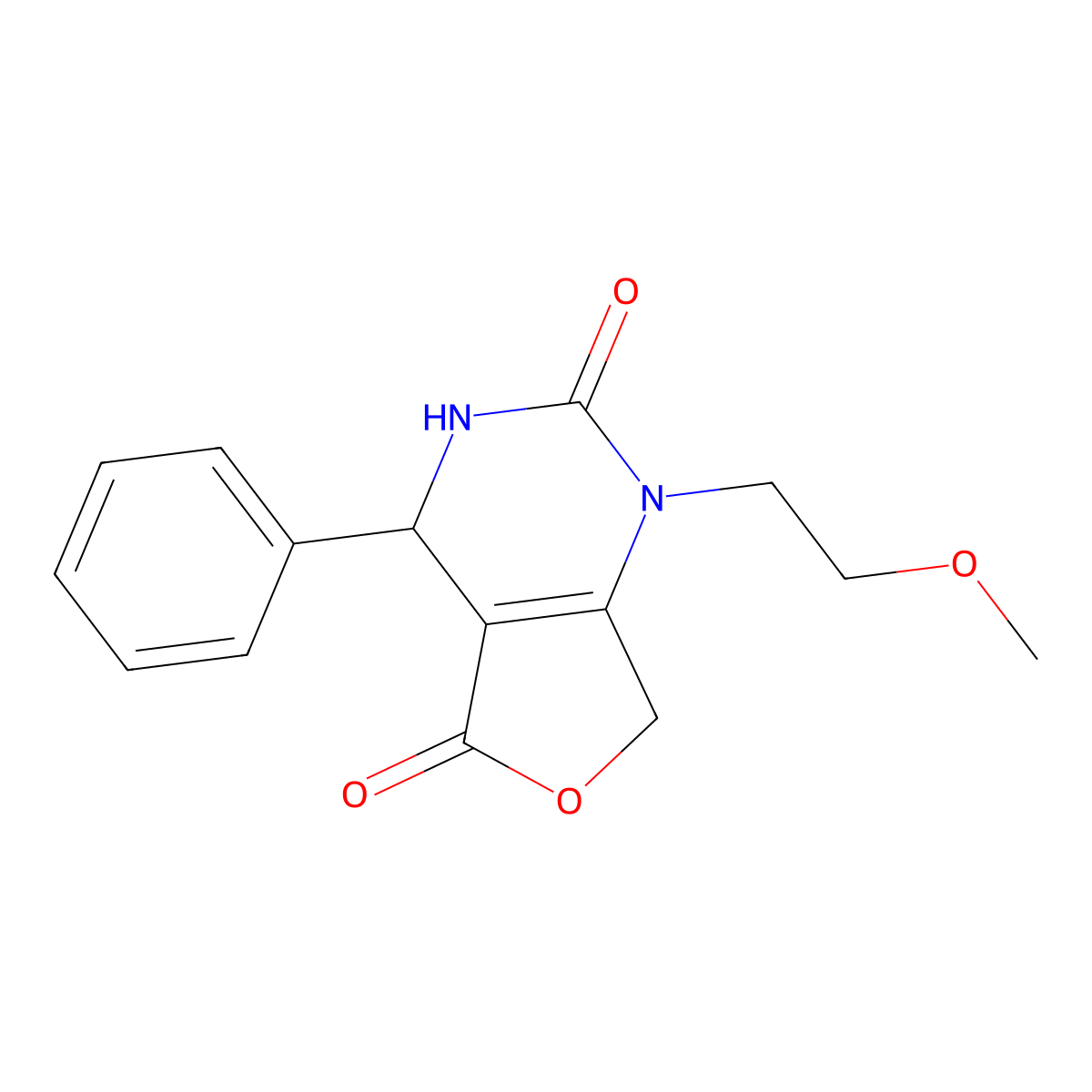 1-(2-methoxyethyl)-4-phenyl-4,7-dihydrofuro[3,4-d]pyrimidine-2,5(1H,3H)-dione molecular structure, CAS 2119223-82-2