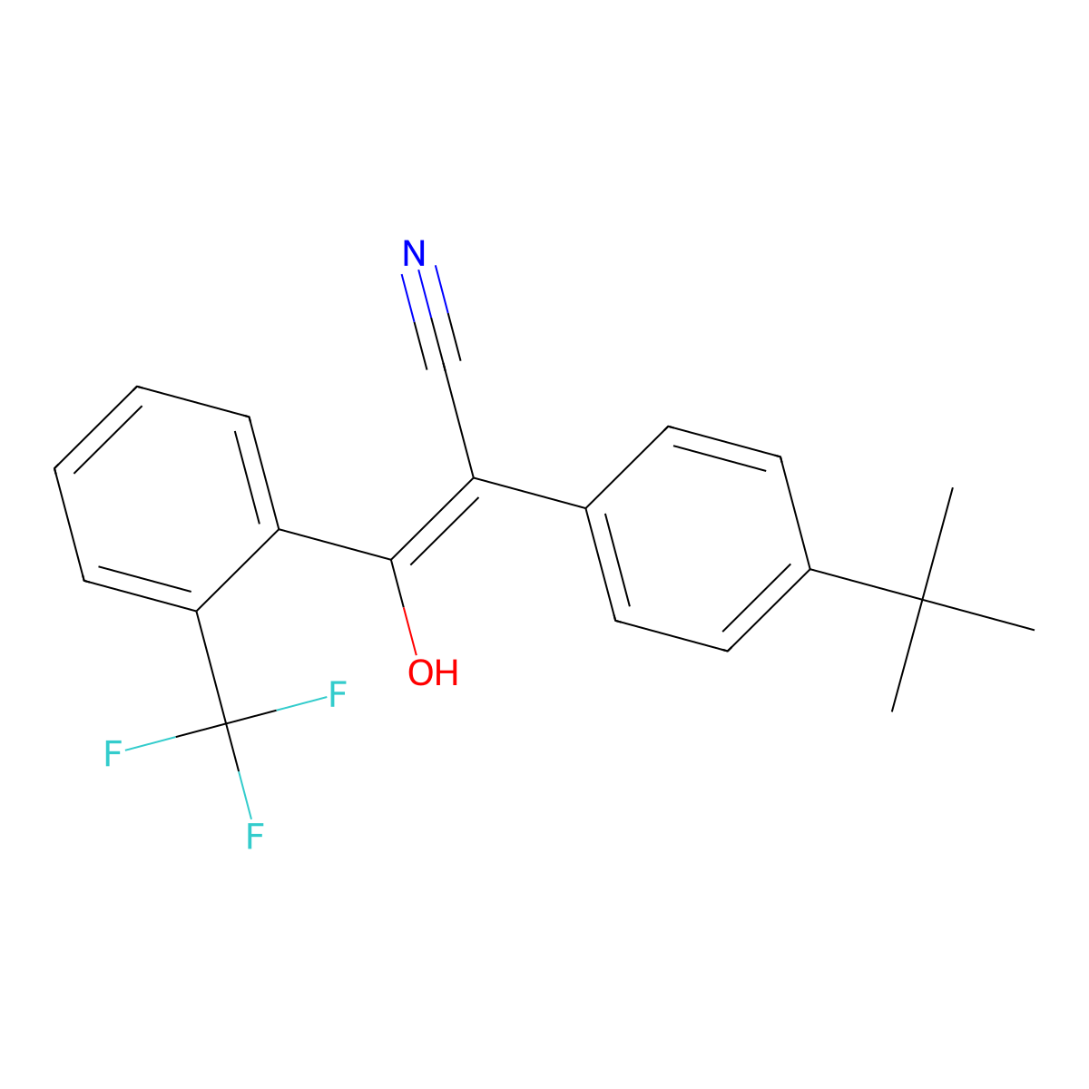 4-(1,1-Dimethylethyl)-a-[hydroxy[2-(trifluoromethyl)phenyl]methylene]benzeneacetonitrile molecular structure, CAS 211923-03-4