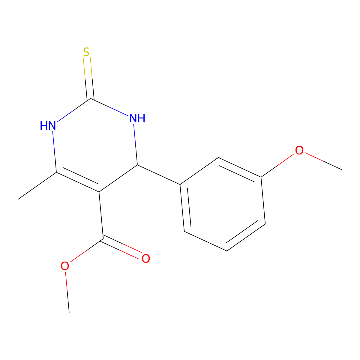Methyl 4-(3-methoxyphenyl)-6-methyl-2-thioxo-1,2,3,4-tetrahydropyrimidine-5-carboxylate molecular structure, CAS 211929-94-1