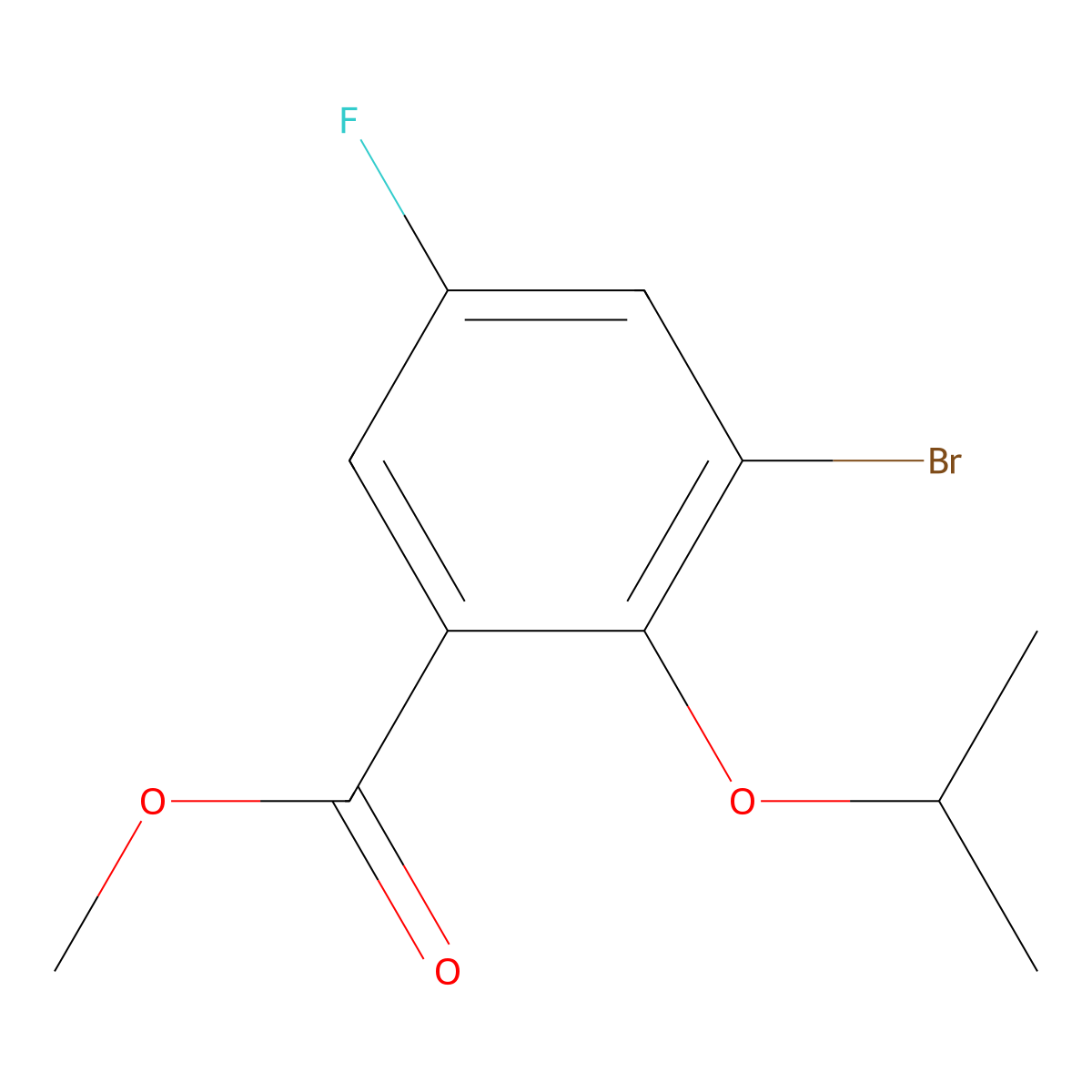 Methyl 3-bromo-5-fluoro-2-isopropoxybenzoate molecular structure, CAS 2119355-79-0