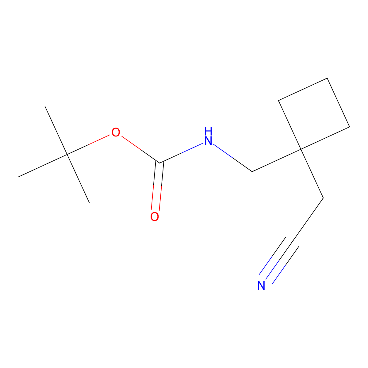 tert-butyl N-{[1-(cyanomethyl)cyclobutyl]methyl}carbamate molecular structure, CAS 2119365-01-2