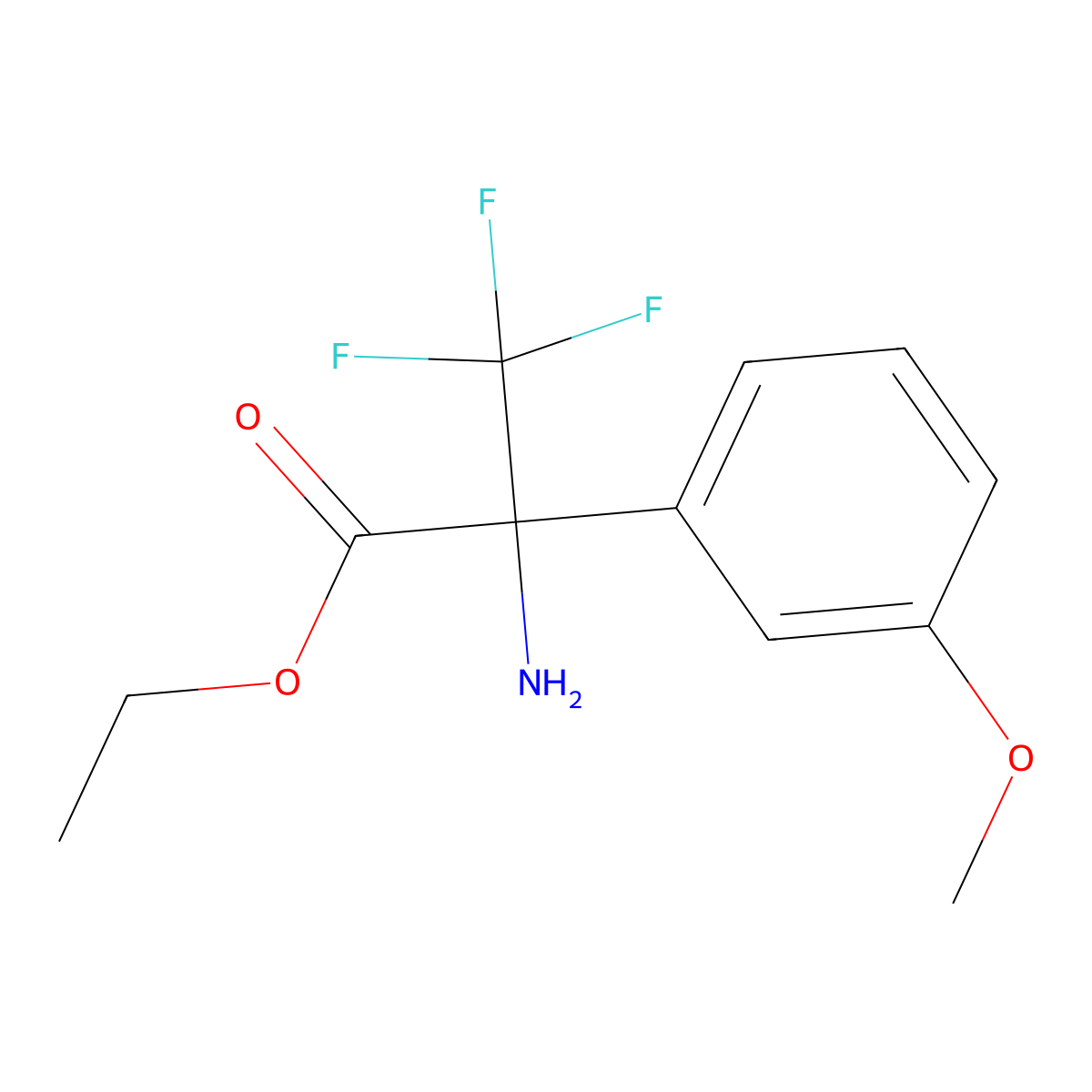 Ethyl 2-amino-3,3,3-trifluoro-2-(3-methoxyphenyl)propanoate molecular structure, CAS 2119459-03-7